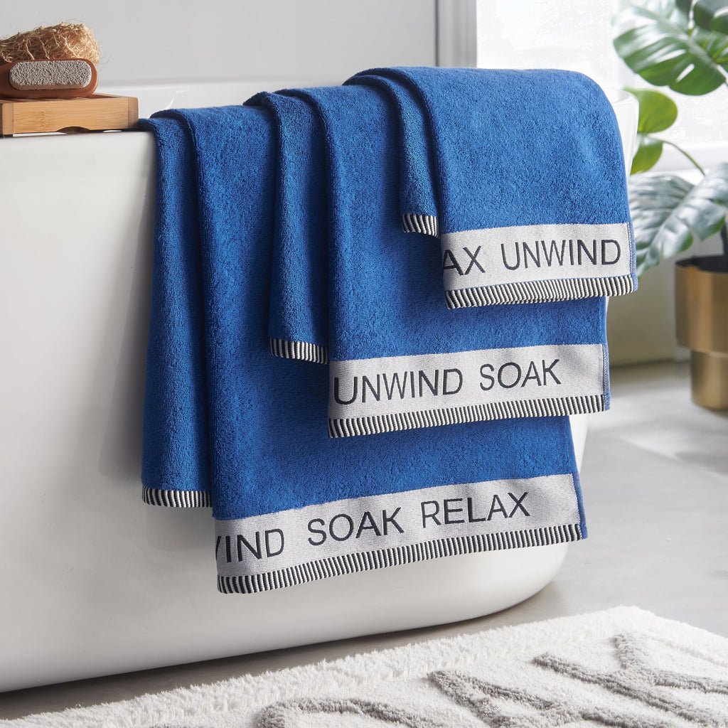Catherine Lansfield Relax And Unwind 50x85cm Hand Towel Cobalt Blue - image 3