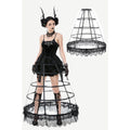 Dark in Love Gothic Hoop Cage Skirt with Lace Trim - Black