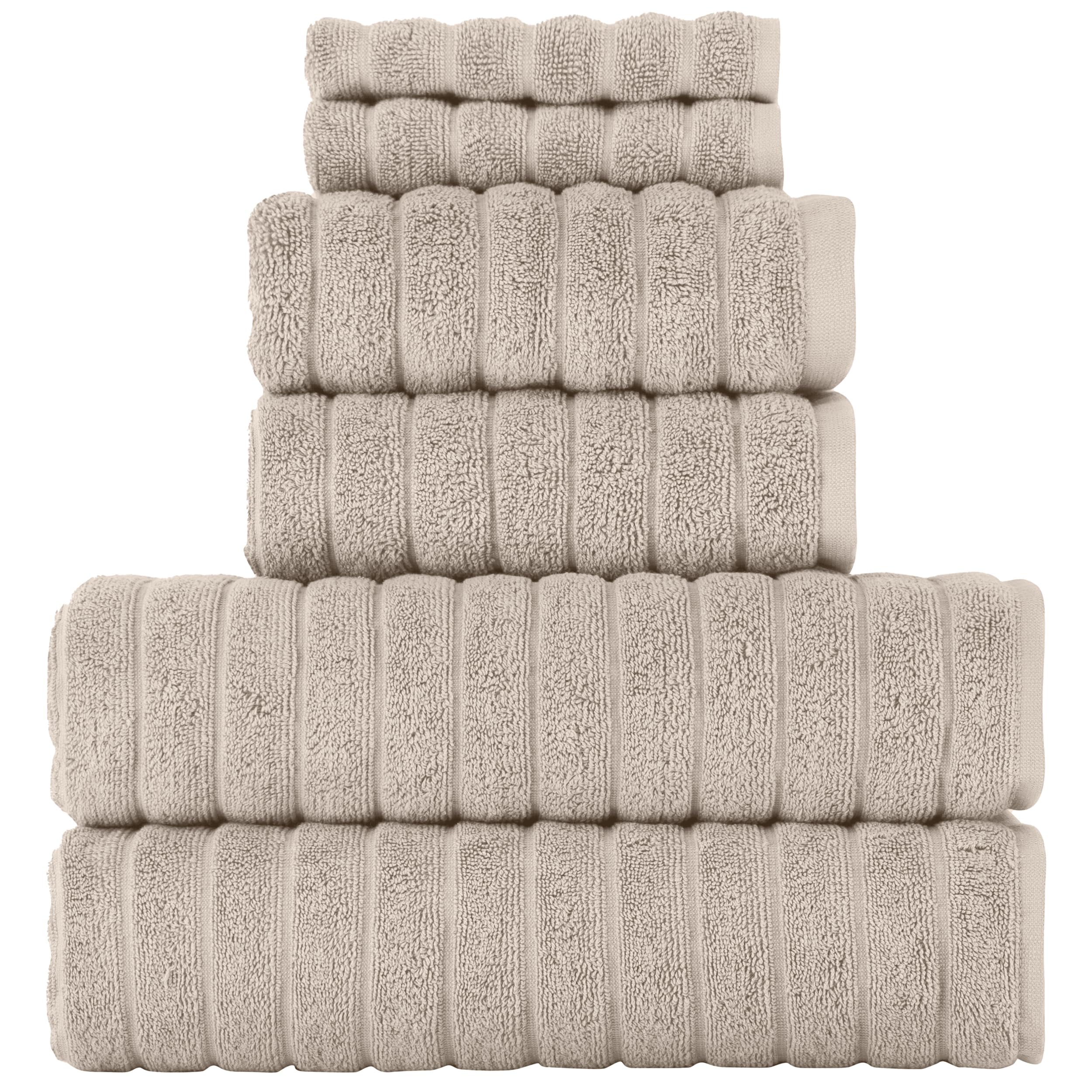 BERIBO 6-Piece Turkish Towel Set | 100% Cotton 620 GSM - Beige