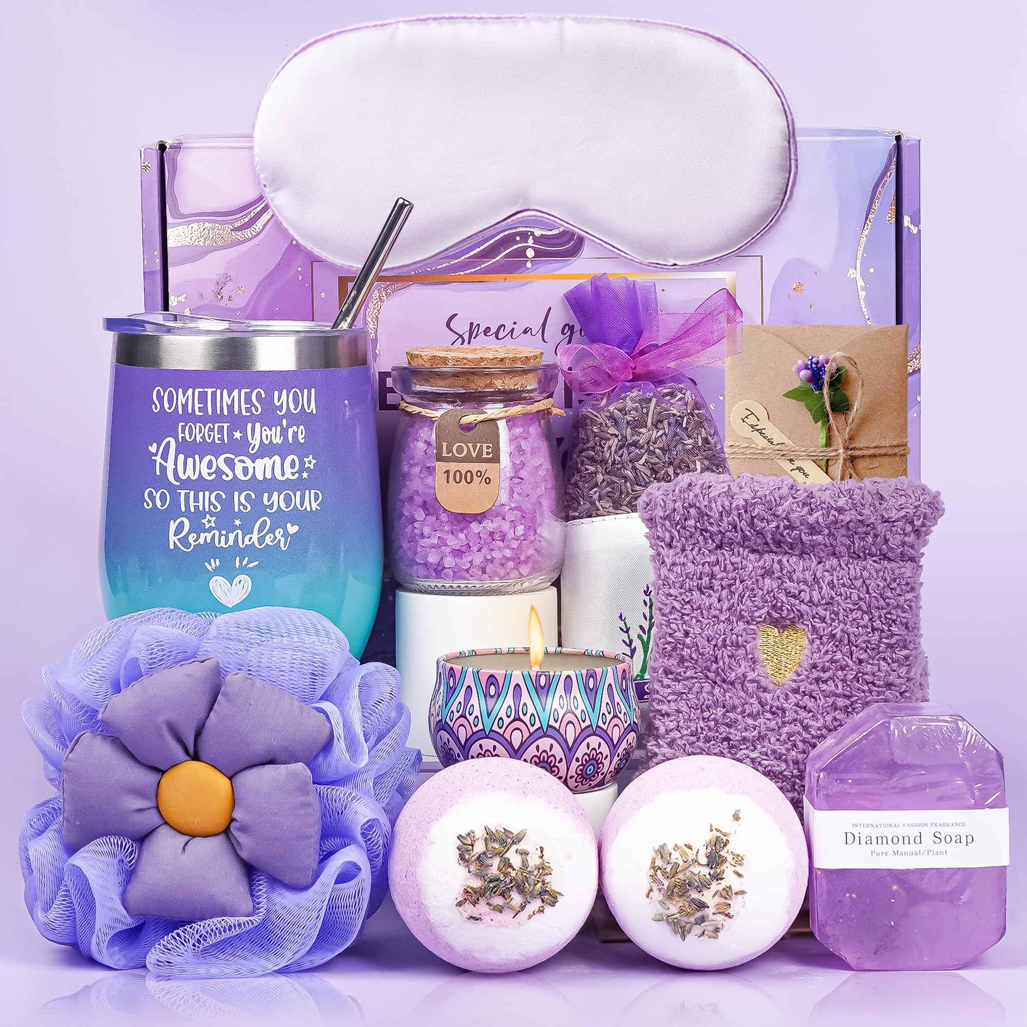 Jolof Store Lavender Bath Spa Gift Set – 11pc Self Care Relaxation Hamper