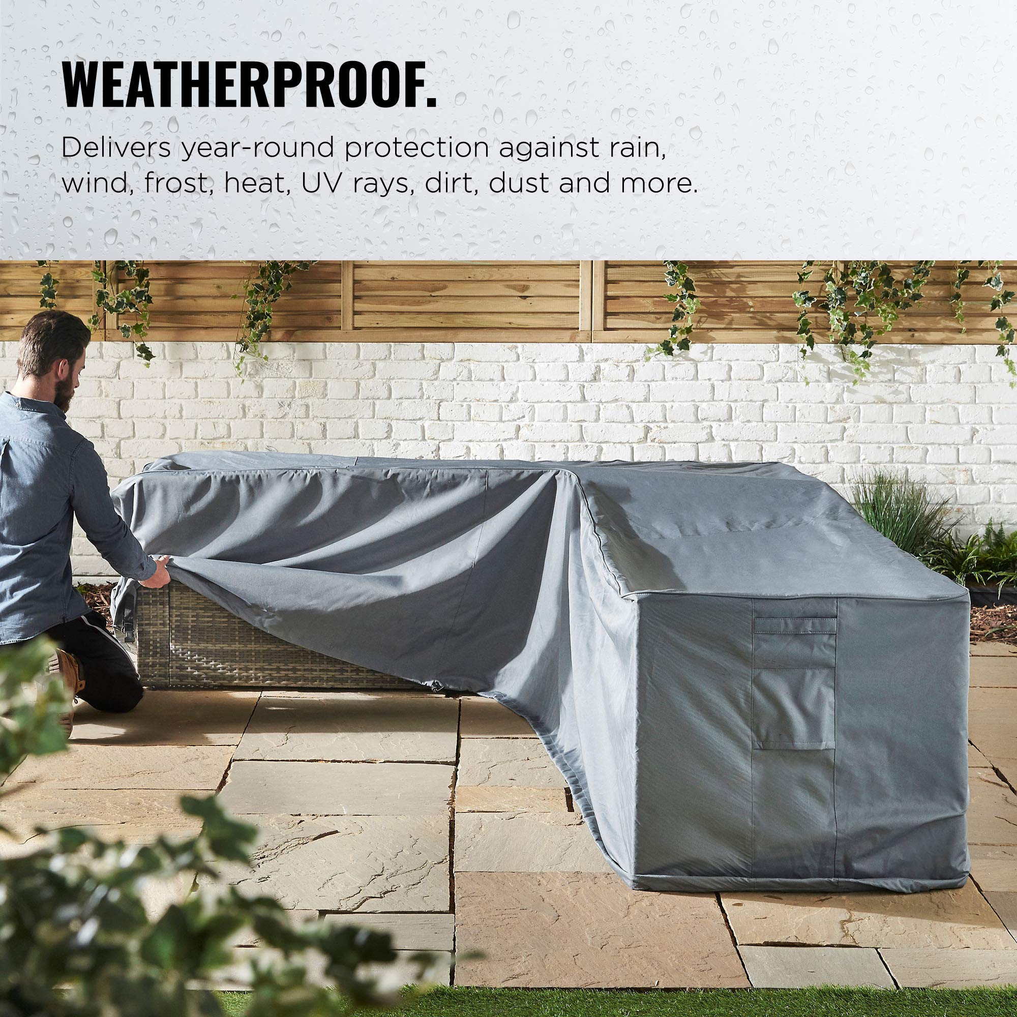 VonHaus L-Shape Garden Sofa Cover – Waterproof 420D Oxford Fabric