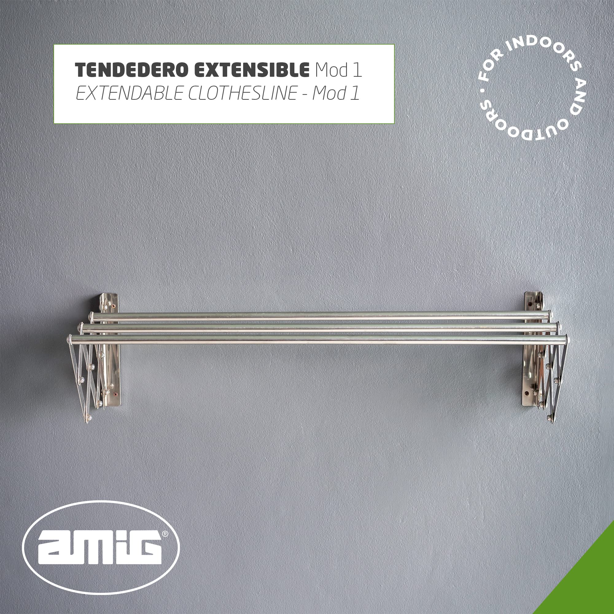 Amig Wall Mounted Clothes Airer – 120cm Extendable Aluminium Drying Rack