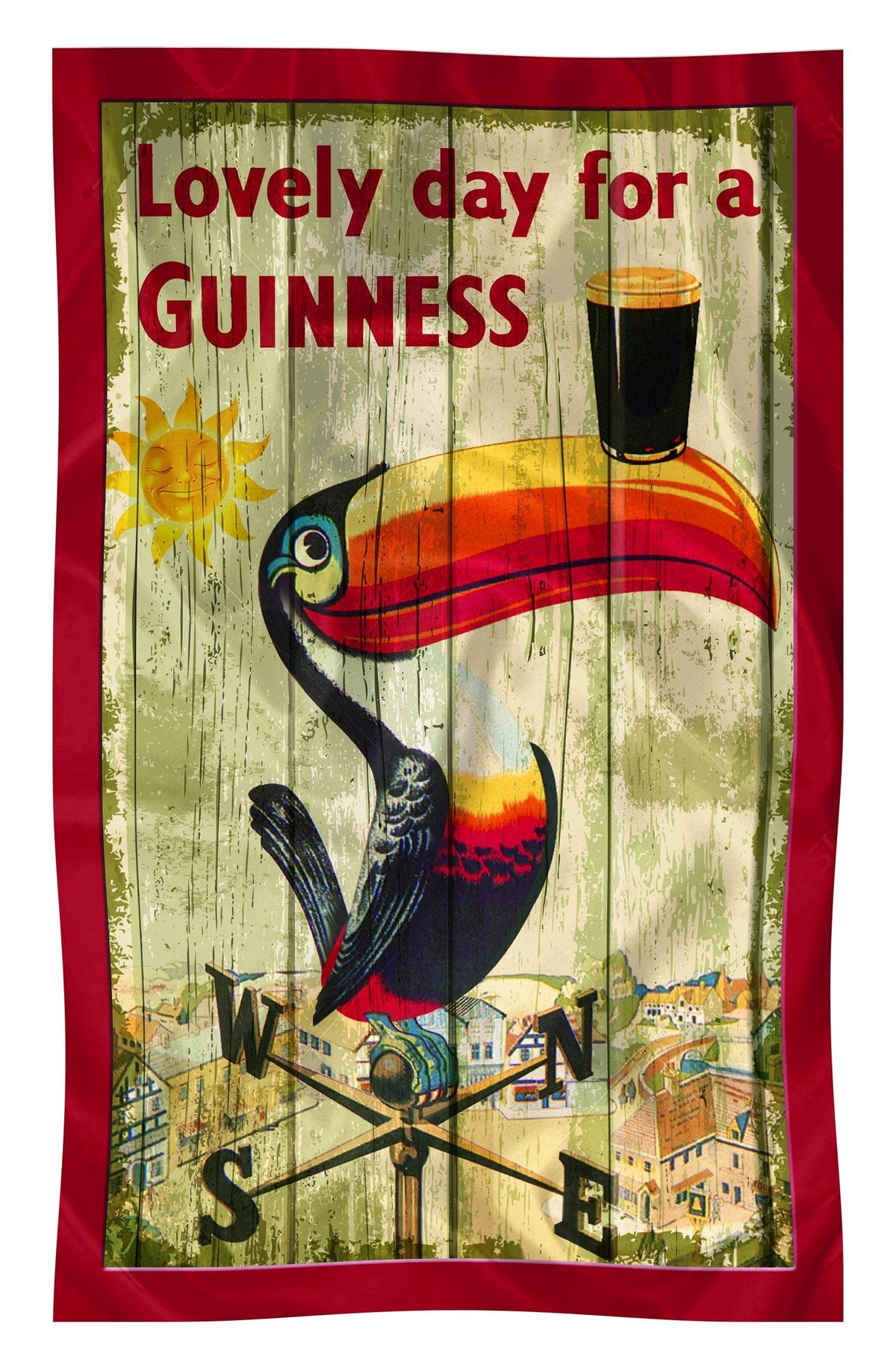 Nostalgic Guinness Cotton T-Towel With Toucan On Weathervane Design - image 1