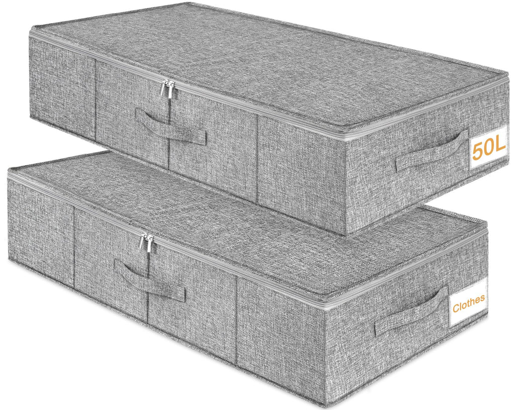 JUPELI 50L Under Bed Storage Boxes with Lids, 2 Pack, Grey - image 1