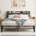 IRONCK King Bed Frame with Charging Headboard and Storage – Grey