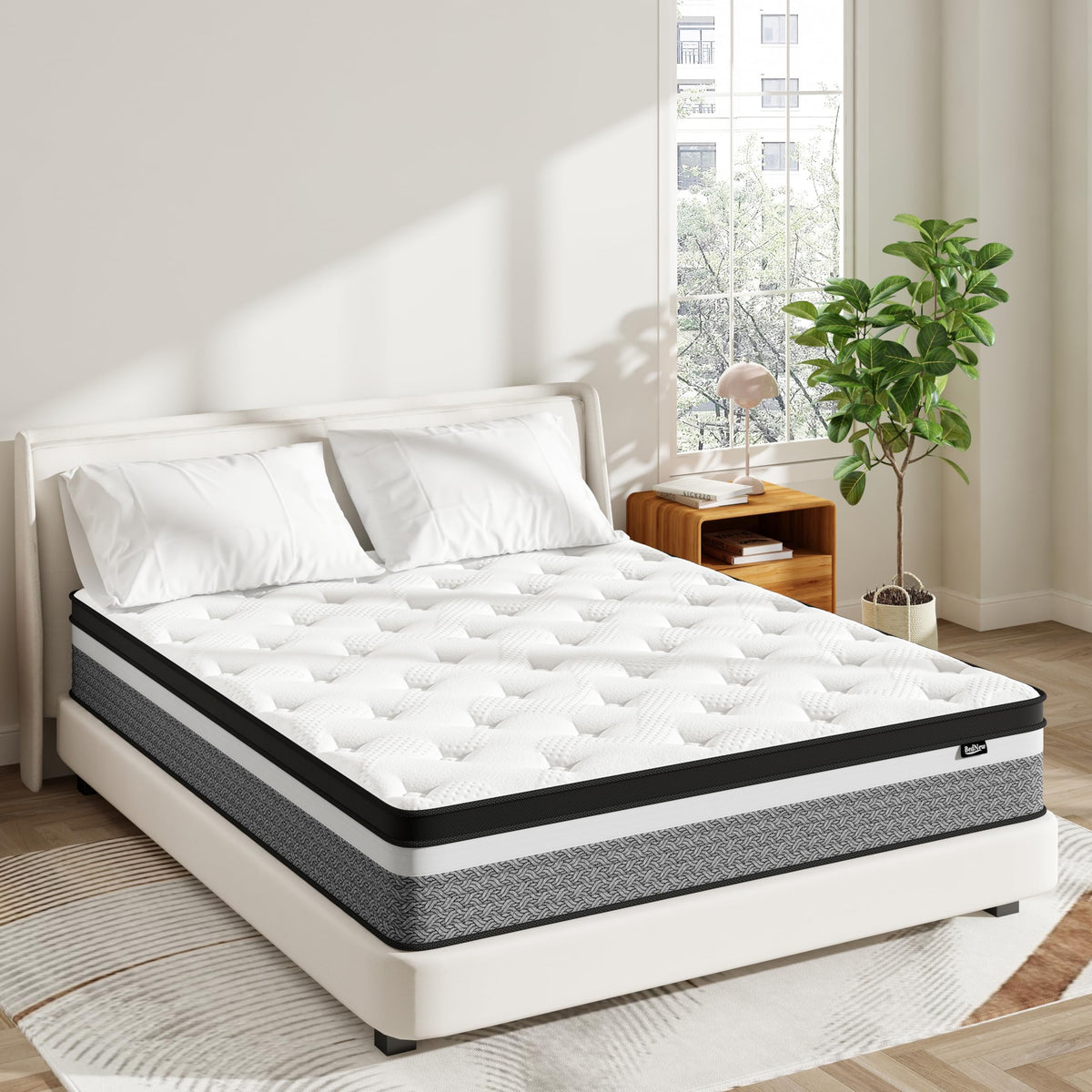 Bednew Hybrid Mattress, Single-Size 32cm 3FT, Medium Firm, Memory Foam & Individually Pocket Spring for Pain Relief, Mattress in a Box - image 1