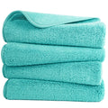 Polyte Microfibre Hand Towel Set - Quick Dry & Lint Free, 4 Pack, Aqua