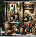Abakuhaus Rustic Fabric Shower Curtain – Grunge Ethnic Vases, 175 x 200 cm