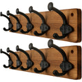 WEBI Rustic Wall Mounted Coat Rack – 5 Cast Iron Hooks, Brown, 2 Pack
