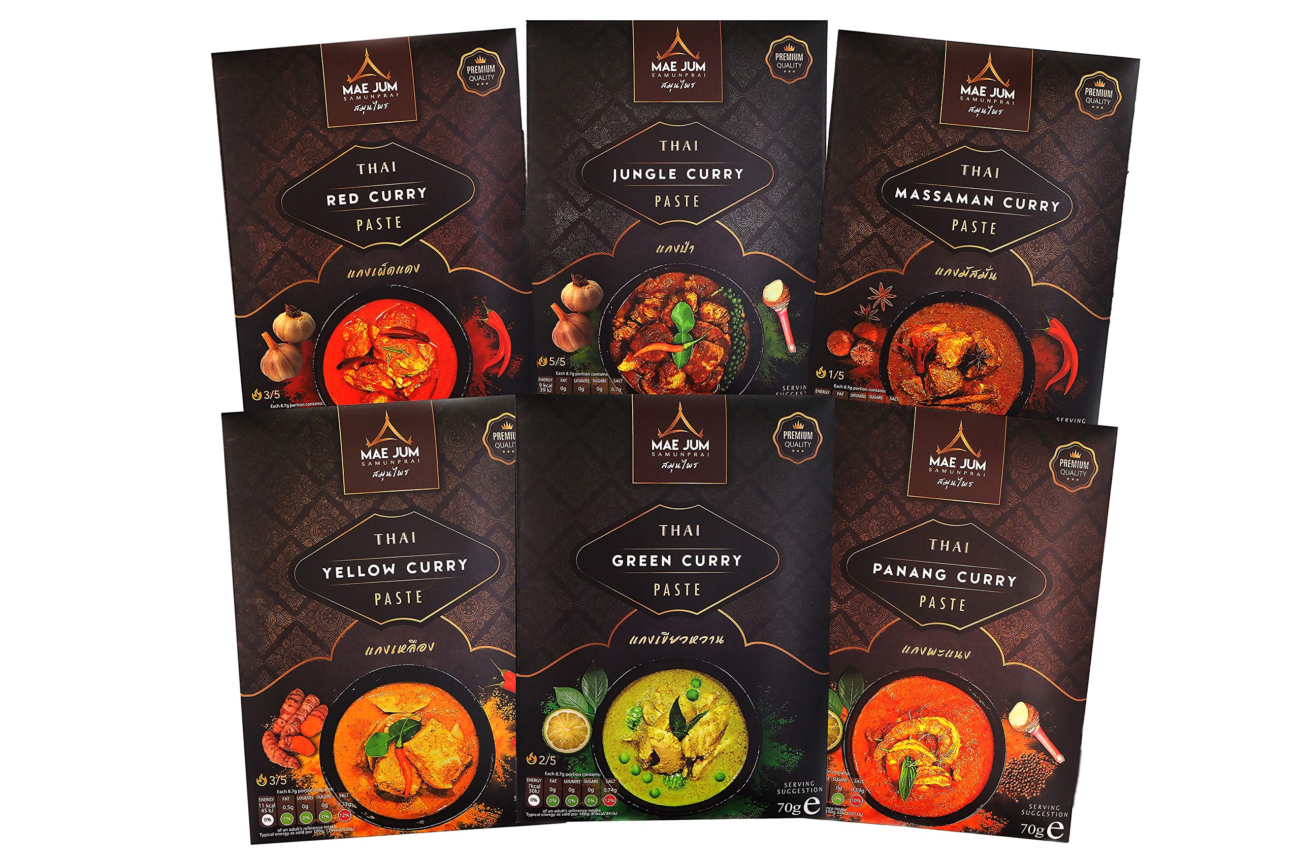 Mae Jum Thai Curry Paste Taster Bundle – 6 Pack Authentic Variety (70g)
