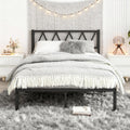 MOFLUT Double Metal Bed Frame with Headboard | Heavy Duty Black Steel