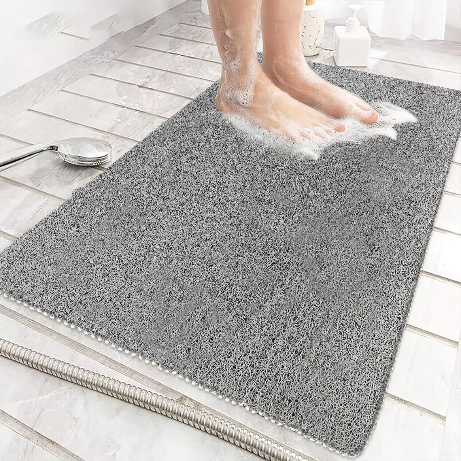 Loofah Shower Mat – Non-Slip Anti-Mould PVC Bath Mat, 60x80cm