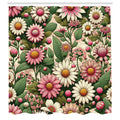 Abakuhaus Floral Shower Curtain | 70s Groovy Waterproof Fabric | 175x200cm