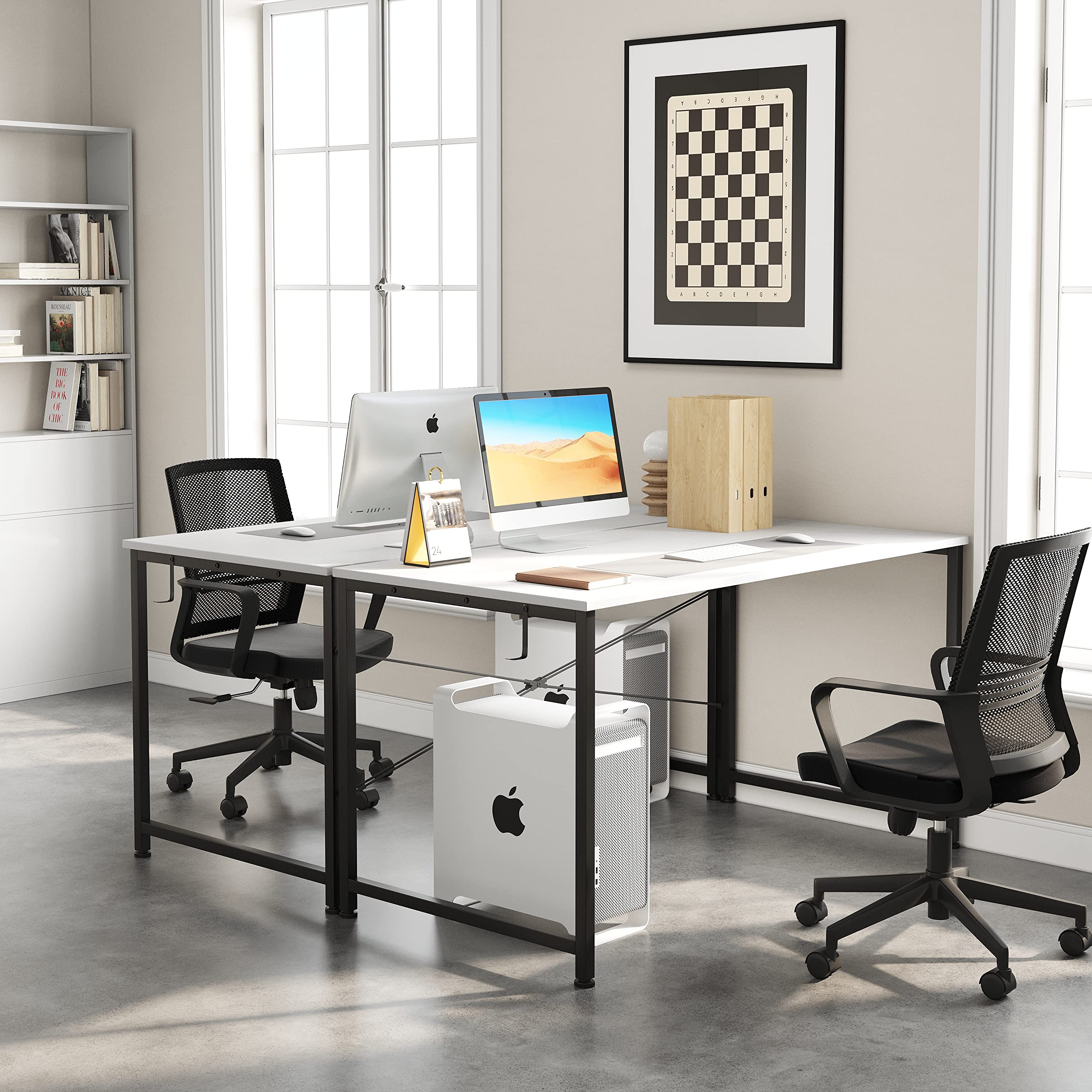 Flrrtenv 100cm Computer Desk | Modern White Gaming & Office Table