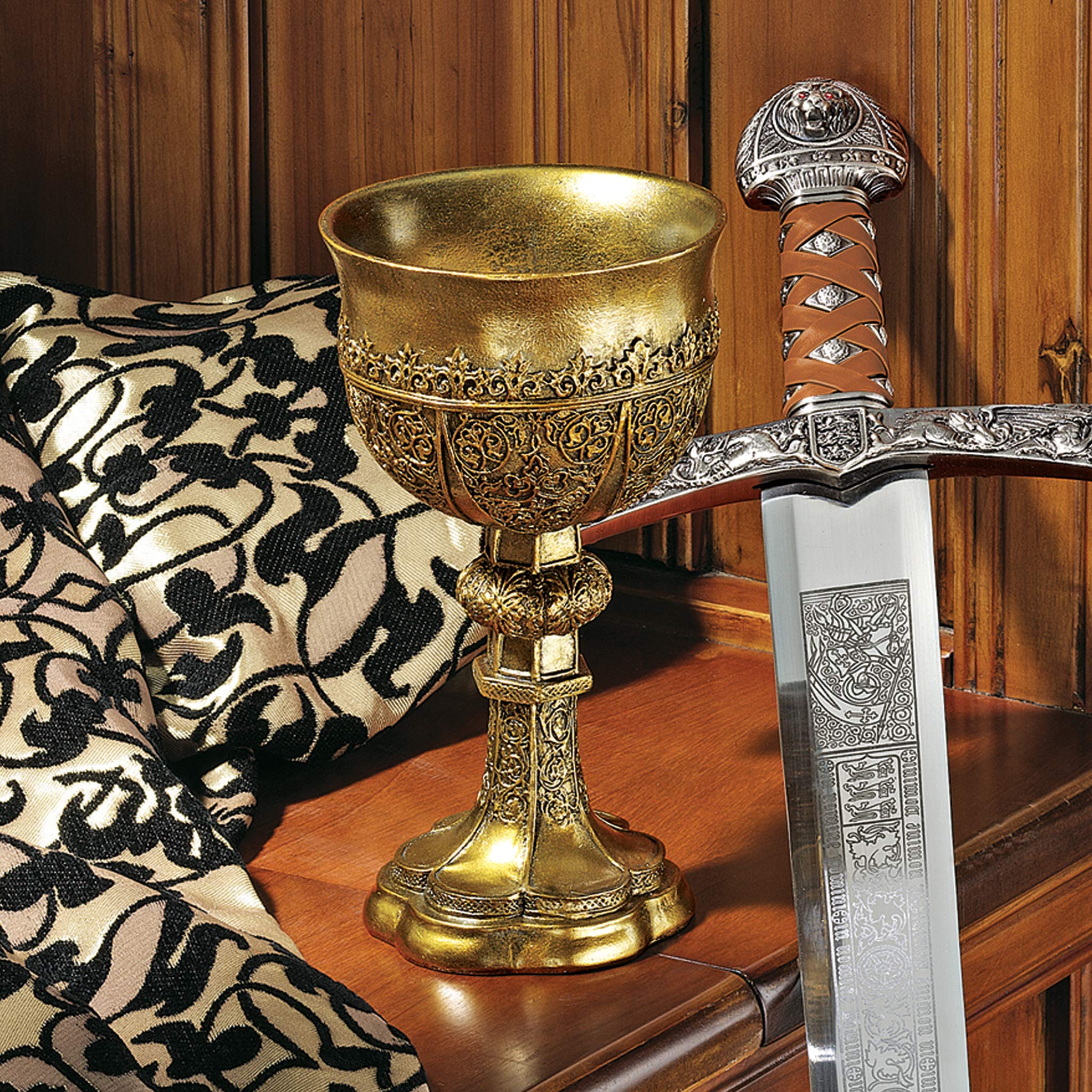 Design Toscano King Arthur Medieval Golden Chalice - Gothic Goblet Decor
