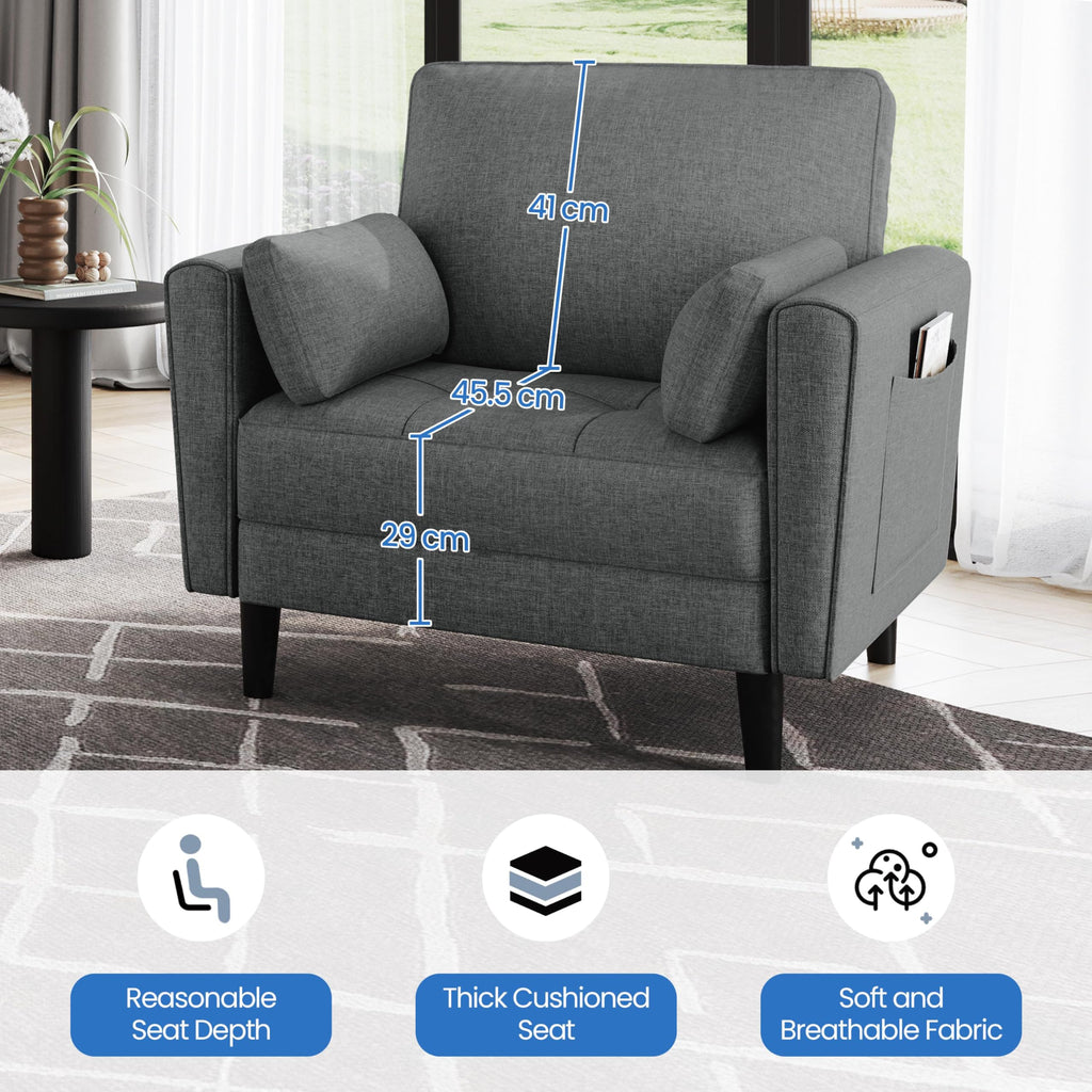 Yaheetech Dark Grey Fabric Oversized Ergonomic High Back Lounge Armchair - image 5
