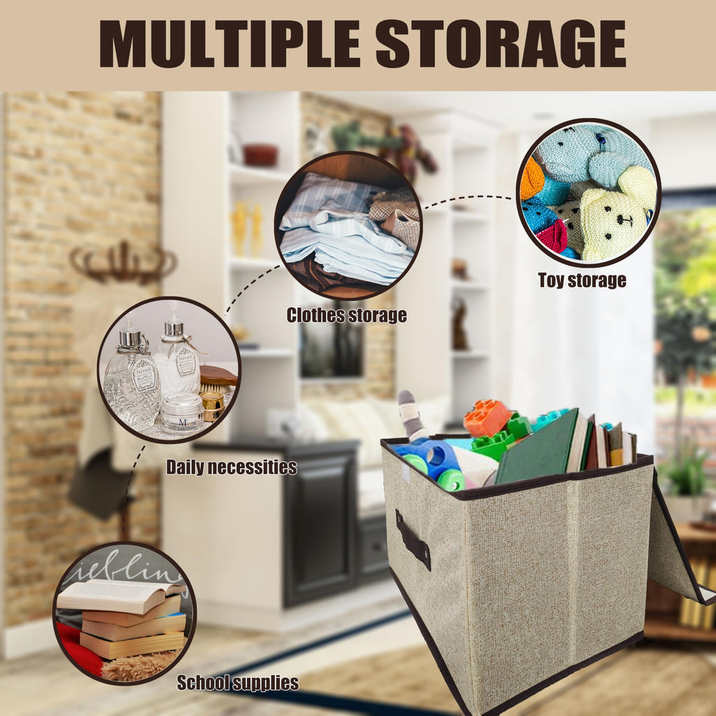 Fabric Storage Boxes with Lids 4 Pack, Foldable Storage Box, 38X25X25cm - image 2