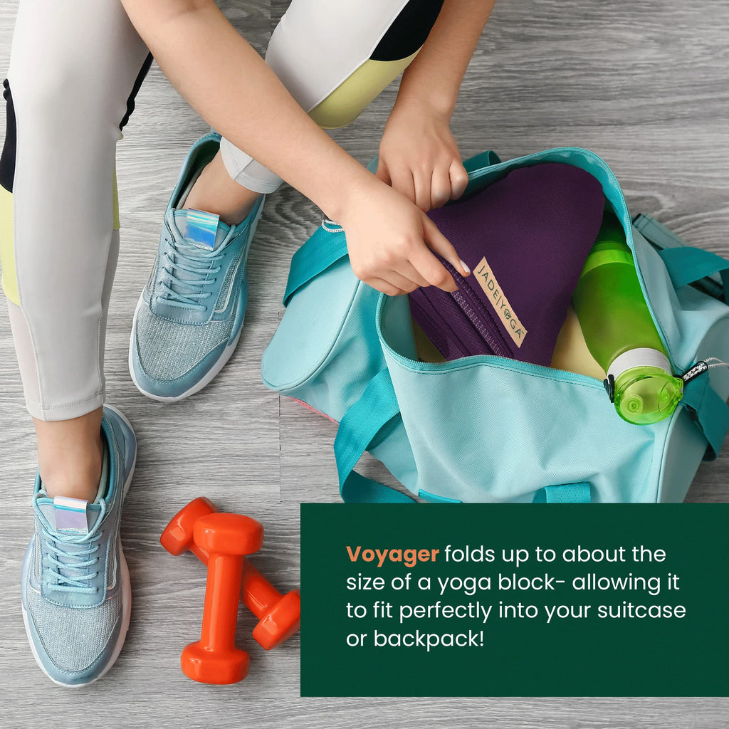 Jade Voyager Travel Yoga Mat | Natural Rubber Foldable Mat - Purple