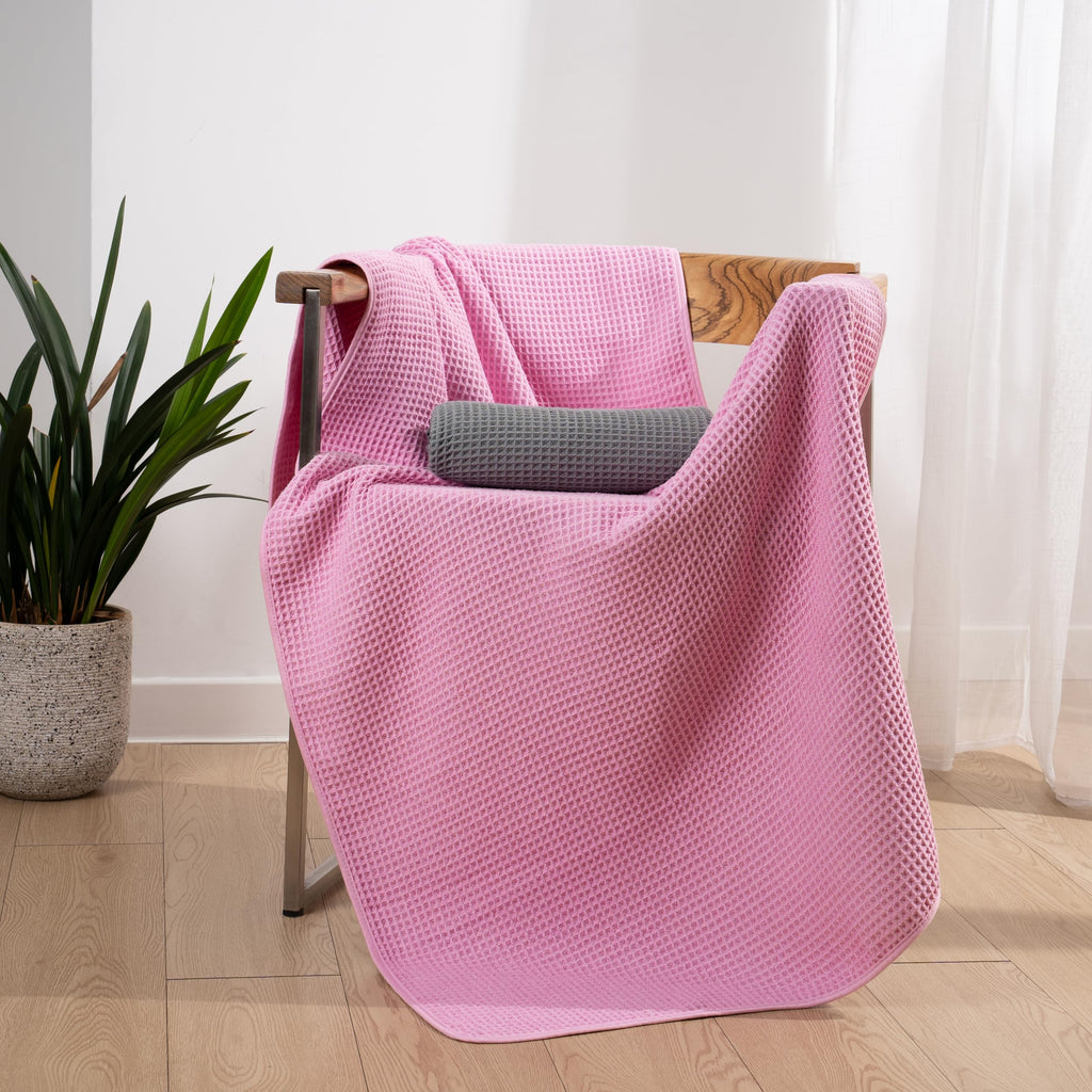 Polyte Microfibre Bath Towels | Oversize Waffle Weave Quick Dry | 4 Pack