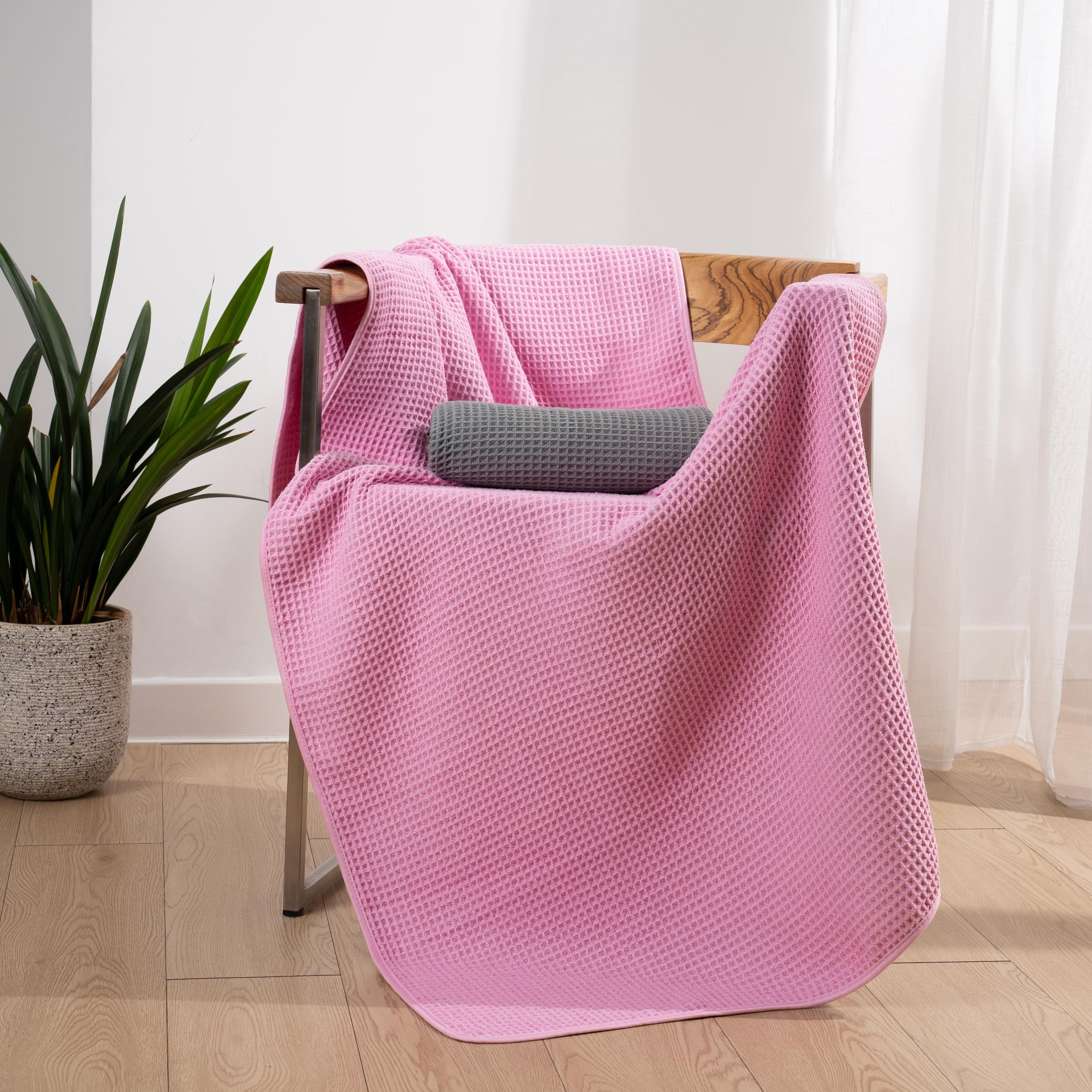 Polyte Microfibre Bath Towels | Oversize Waffle Weave Quick Dry | 4 Pack
