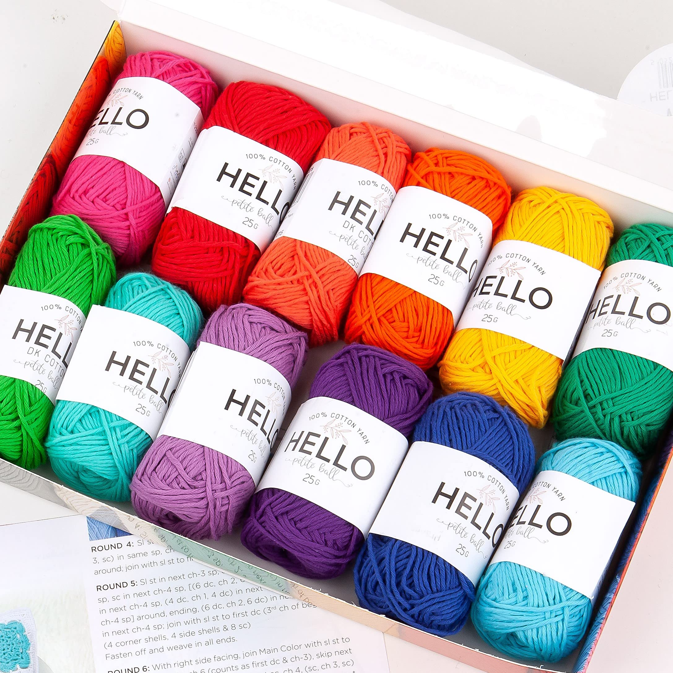 Jolof Store Hello 100% Cotton Yarn Pack - 12 Balls for Amigurumi