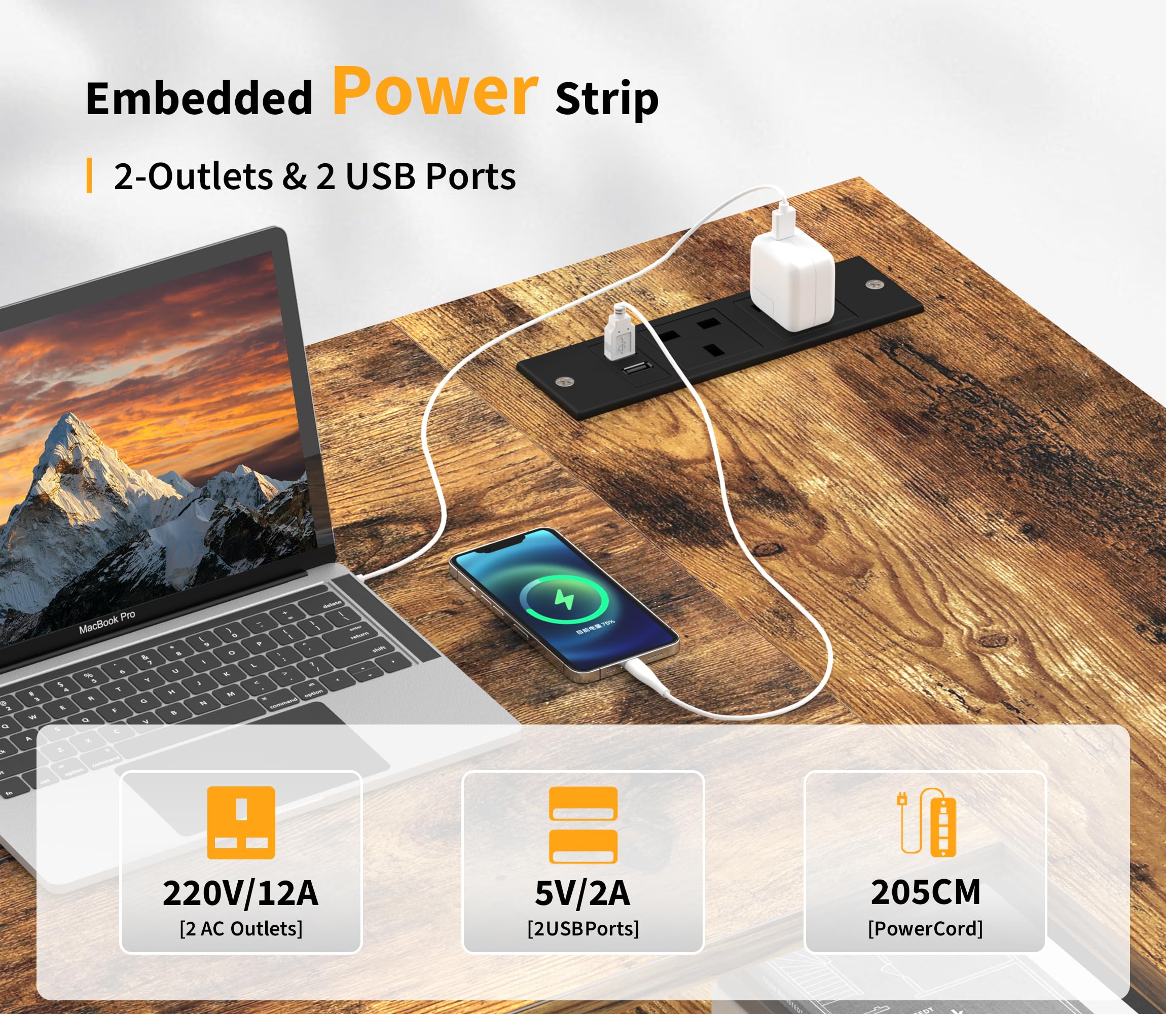 Yornoli L-Shaped Computer Desk with Power Outlet & Storage - Snow White