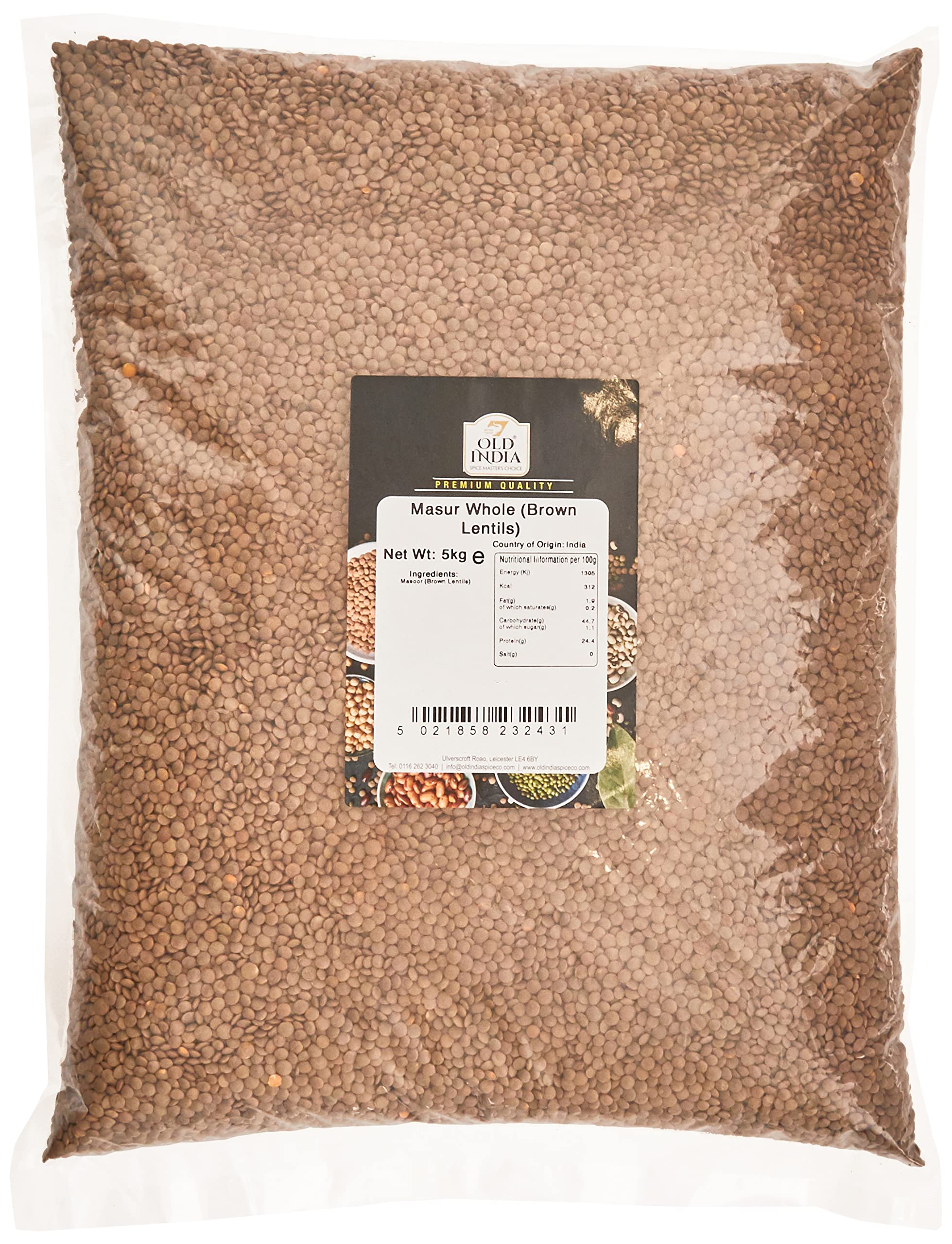 Old India Masoor Brown Lentils – Whole Bulk Pulses & Legumes, 5kg