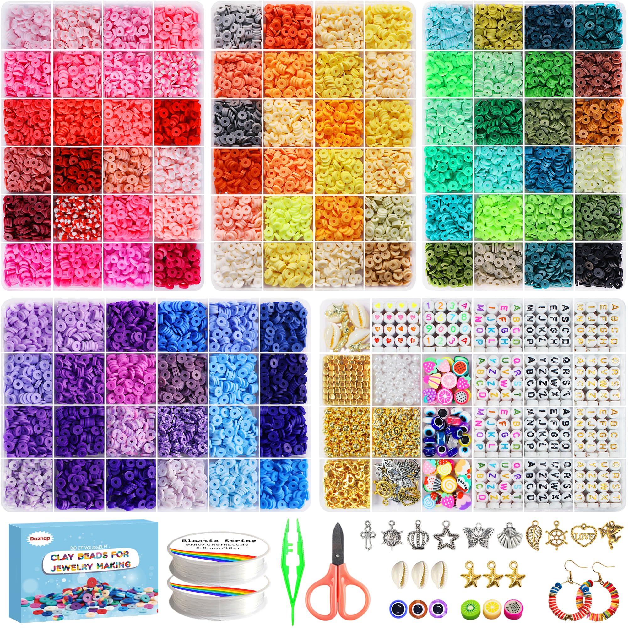 Dazhqp 20000 Clay Beads Bracelet Making Kit | 96 Colours Heishi Beads Set