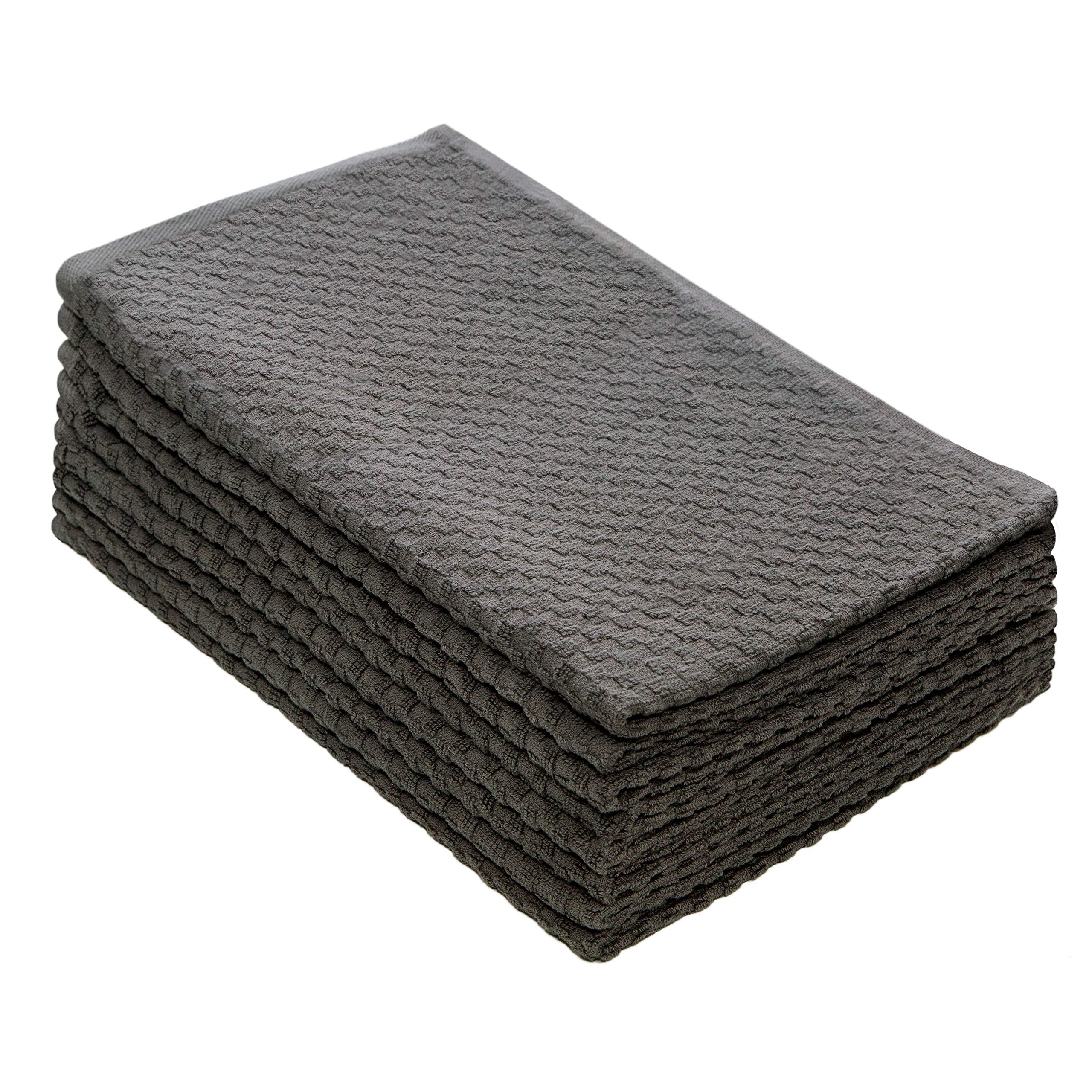 Cotton Craft Charcoal Waffle Weave Kitchen Towels - 8 Pack Cotton