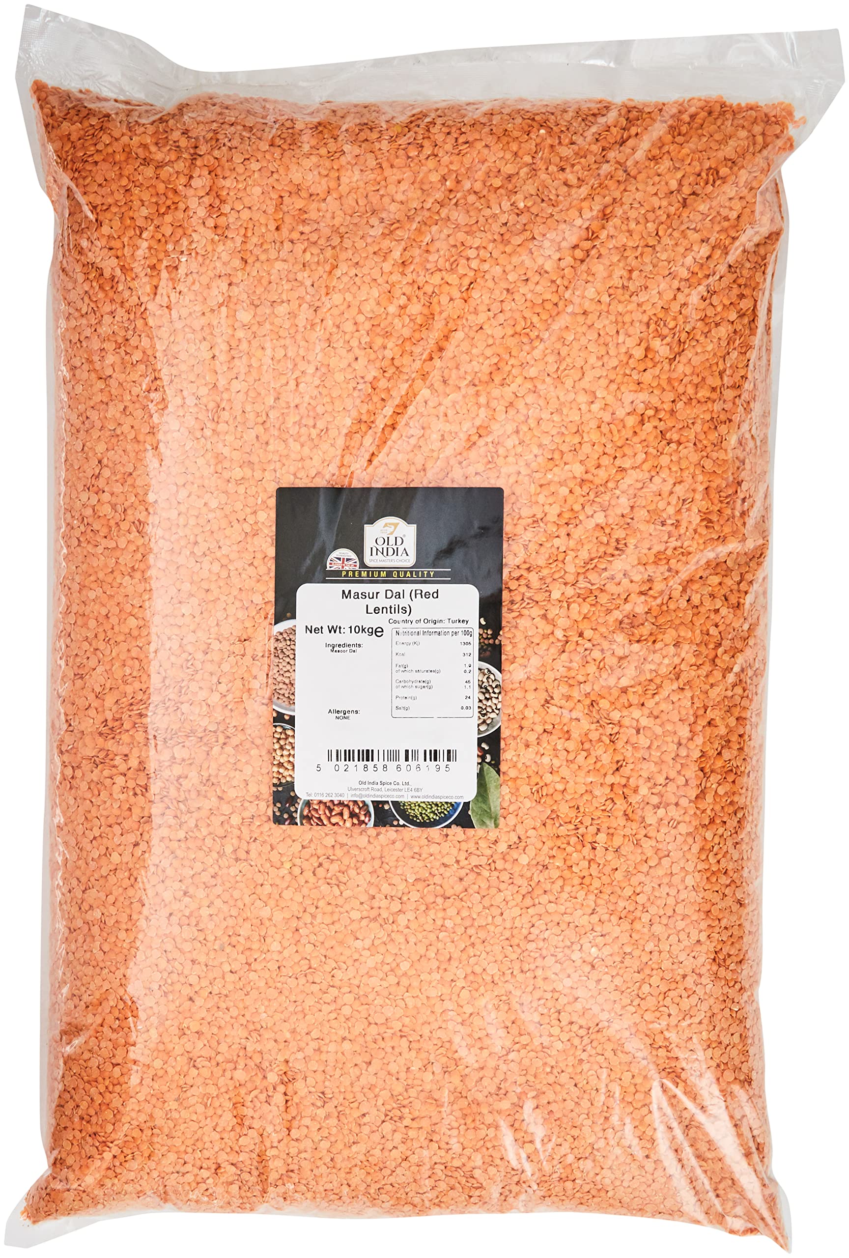 Old India Masur Dal Red Lentils - Bulk Dried Legumes and Pulses, 10kg