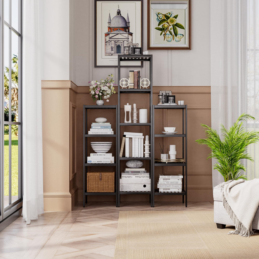 SMIBUY 5-Tier Bamboo Bathroom Storage Shelf – Space-Saving Corner Rack, Black