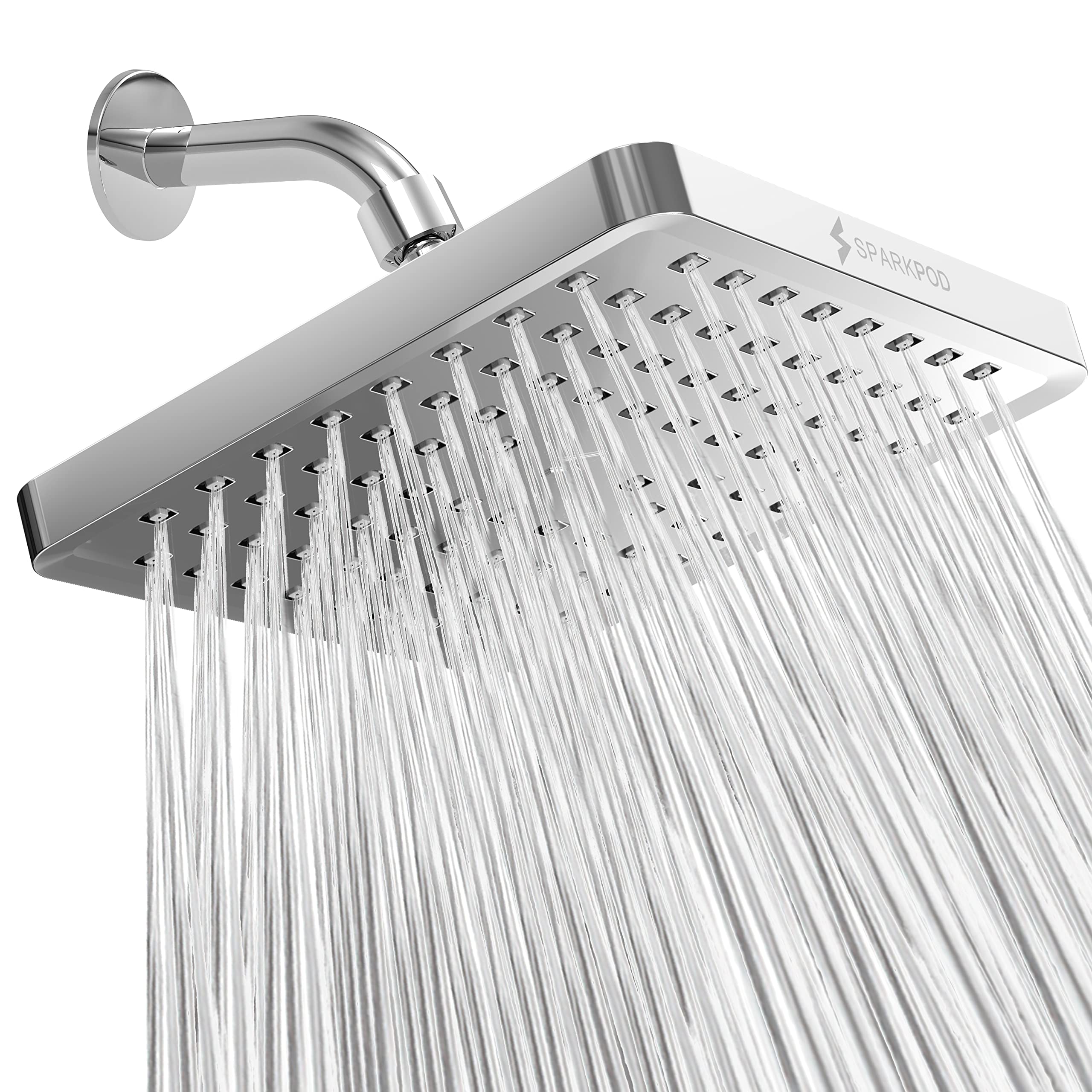SparkPod High Pressure Rain Shower Head – 20cm Square Polished Chrome