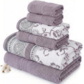 Modern Threads 6-Piece Cotton Towel Set – Jacquard & Solid Orchid