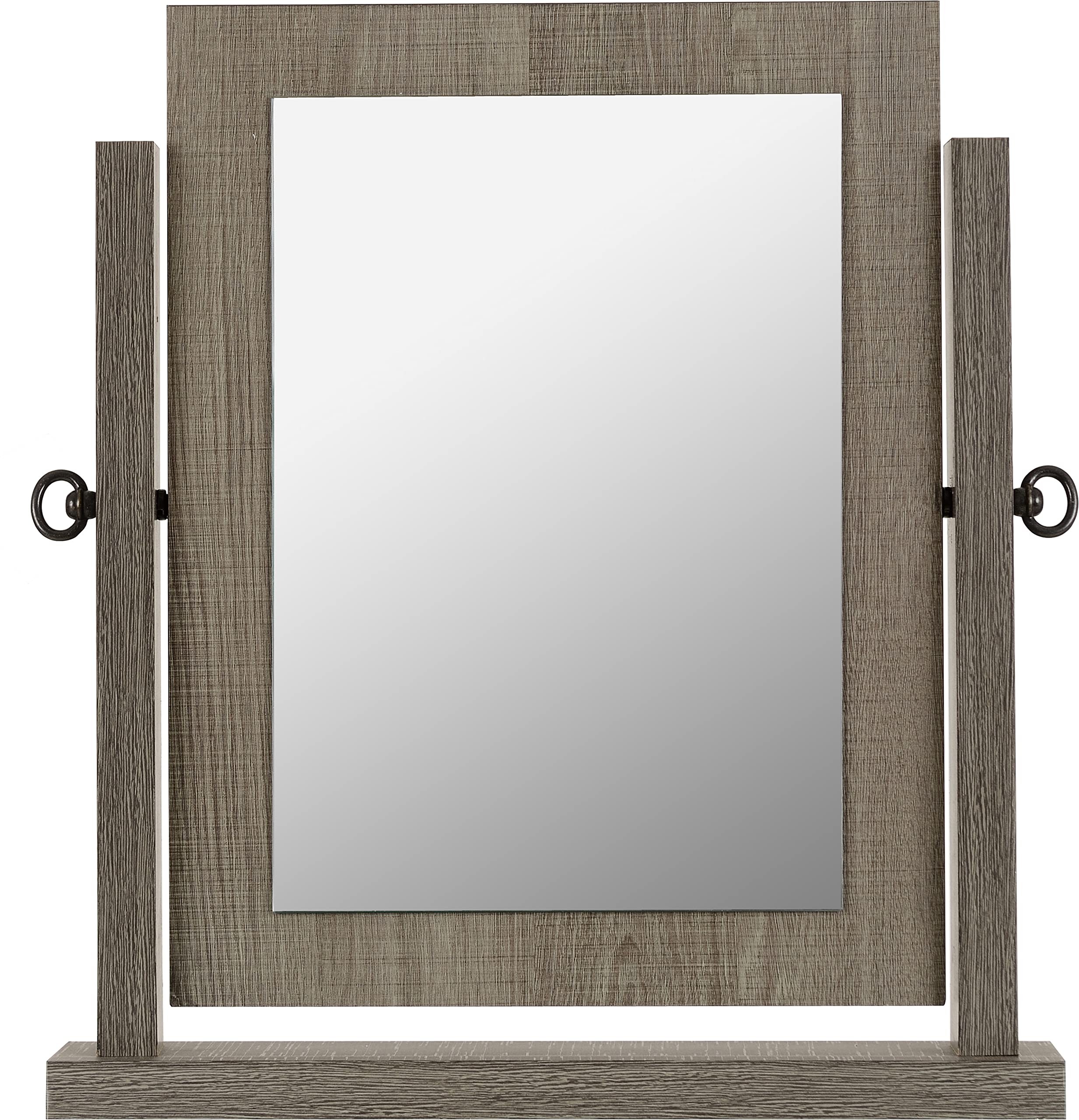Seconique Lisbon Dressing Table Mirror | Black Wood Grain Tabletop