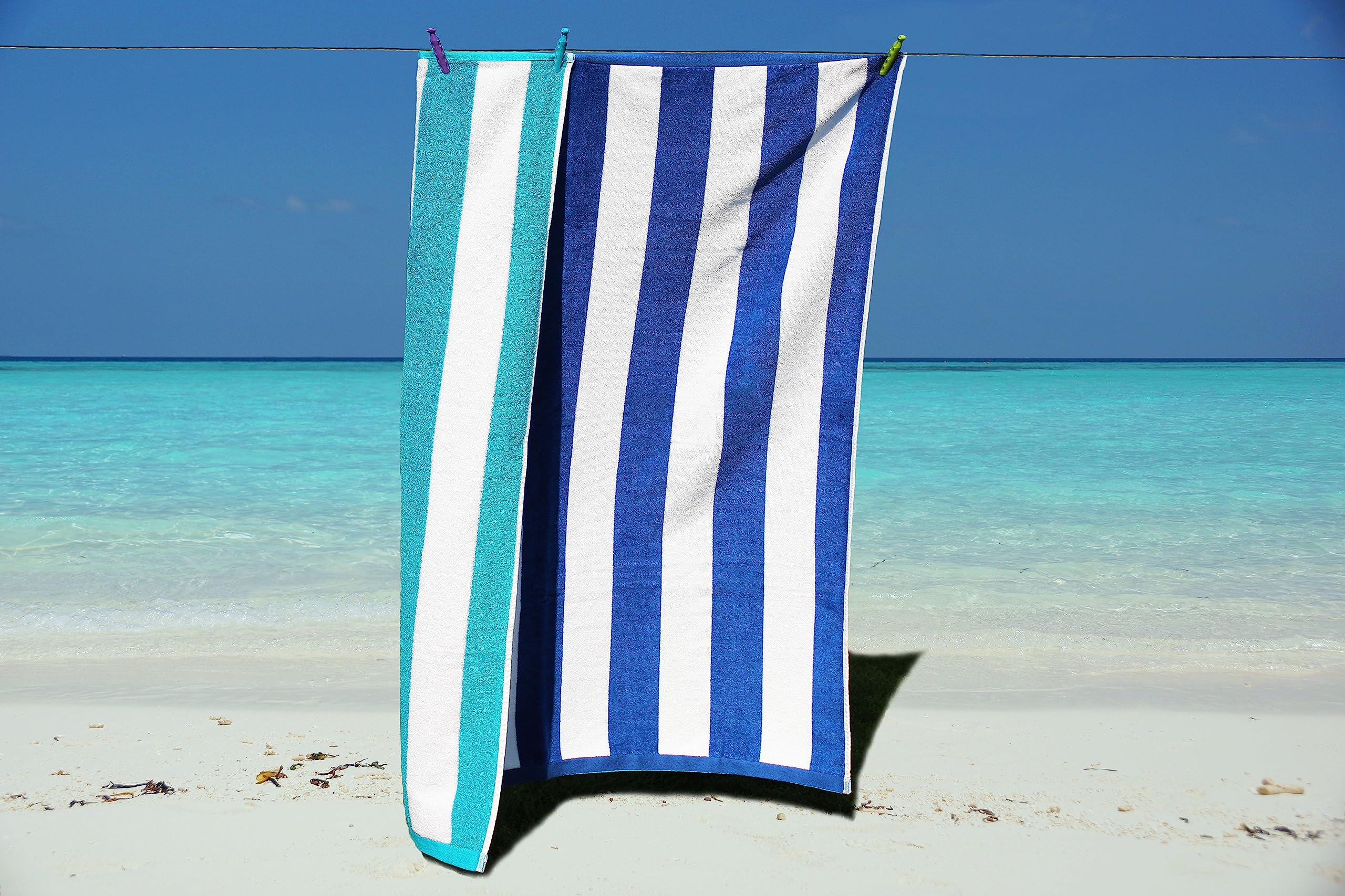 Large Cotton Velour Beach Towel – Quick Dry Sun Lounger Size