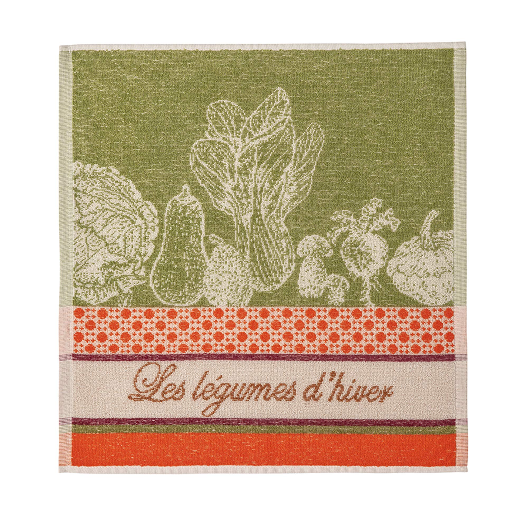 Cotton Jacquard Sponge Kitchen Towel – Green Vegetable Print | Jolof Store