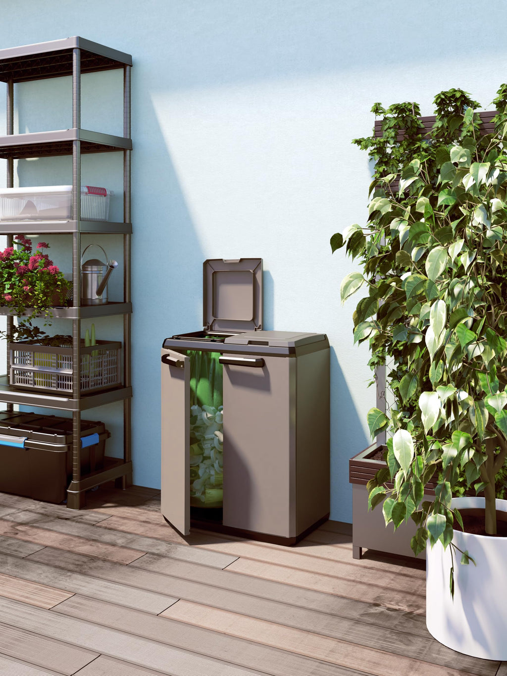 Keter Split Base Recycling Cabinet | Indoor Outdoor Resin Storage