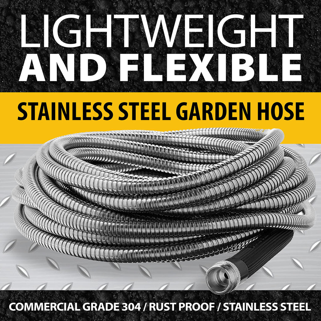 Bionic Steel 75ft Garden Hose | 304 Stainless Steel Metal Water Hose