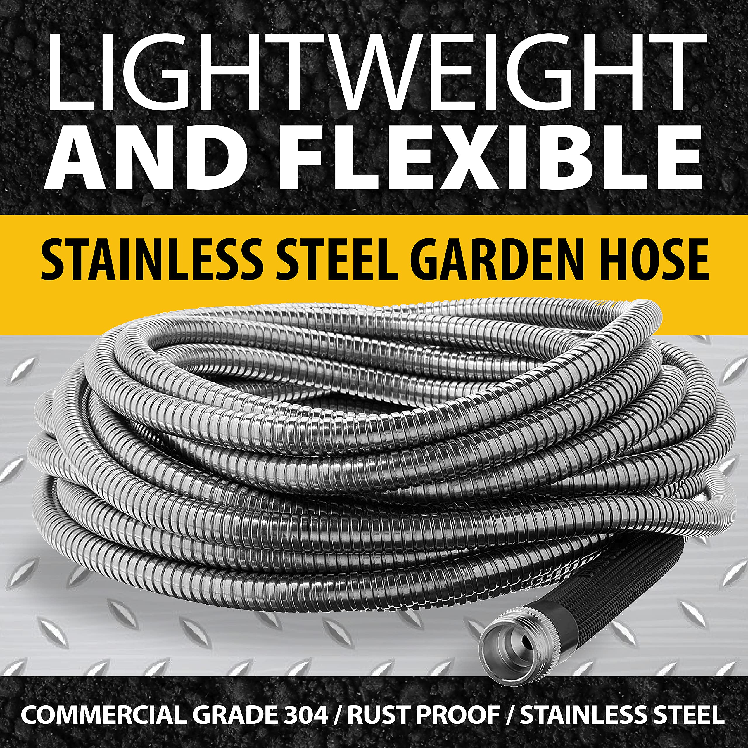 Bionic Steel 75ft Garden Hose | 304 Stainless Steel Metal Water Hose