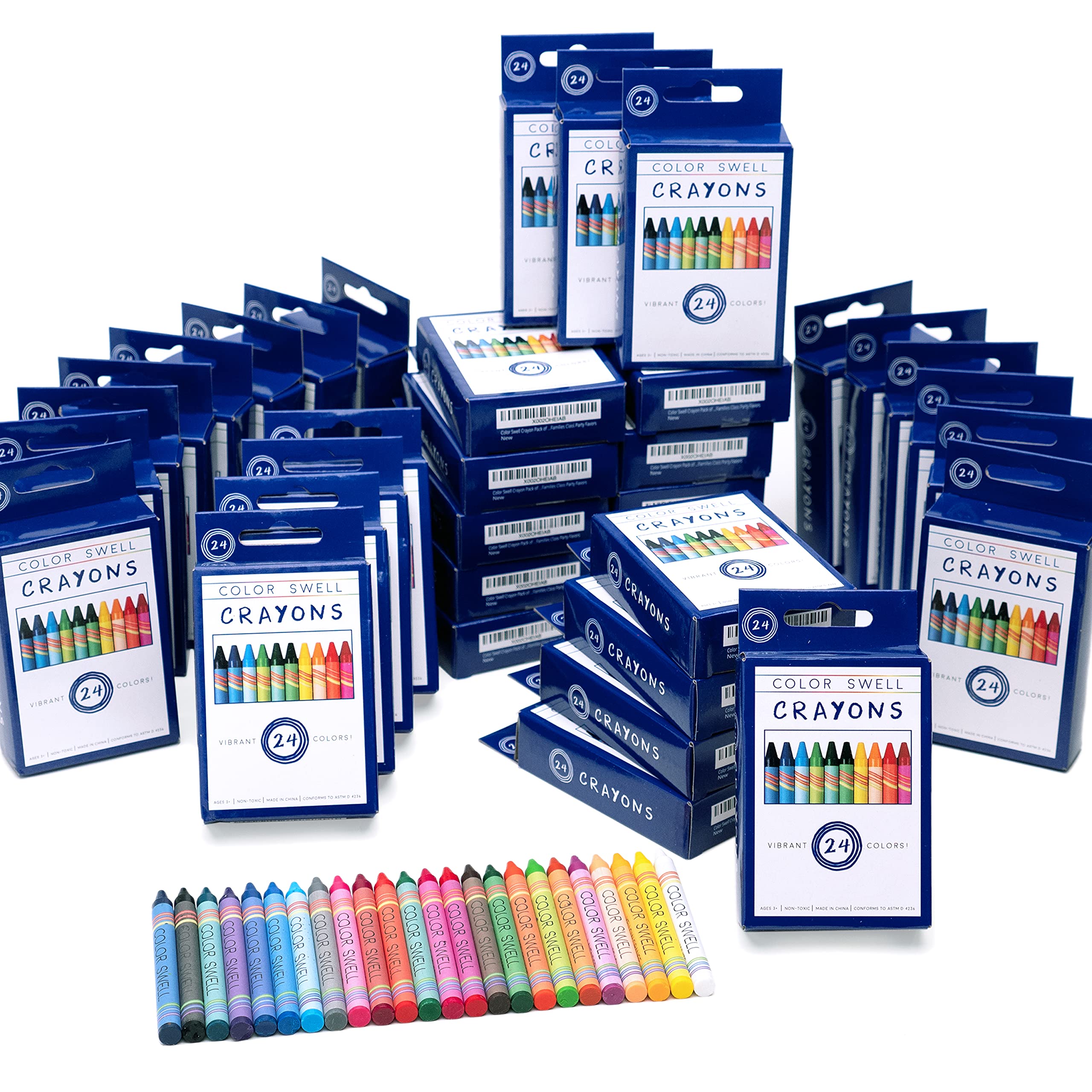 Color Swell Bulk Crayons | 36 Boxes of 24 Nontoxic Classroom Art Supplies