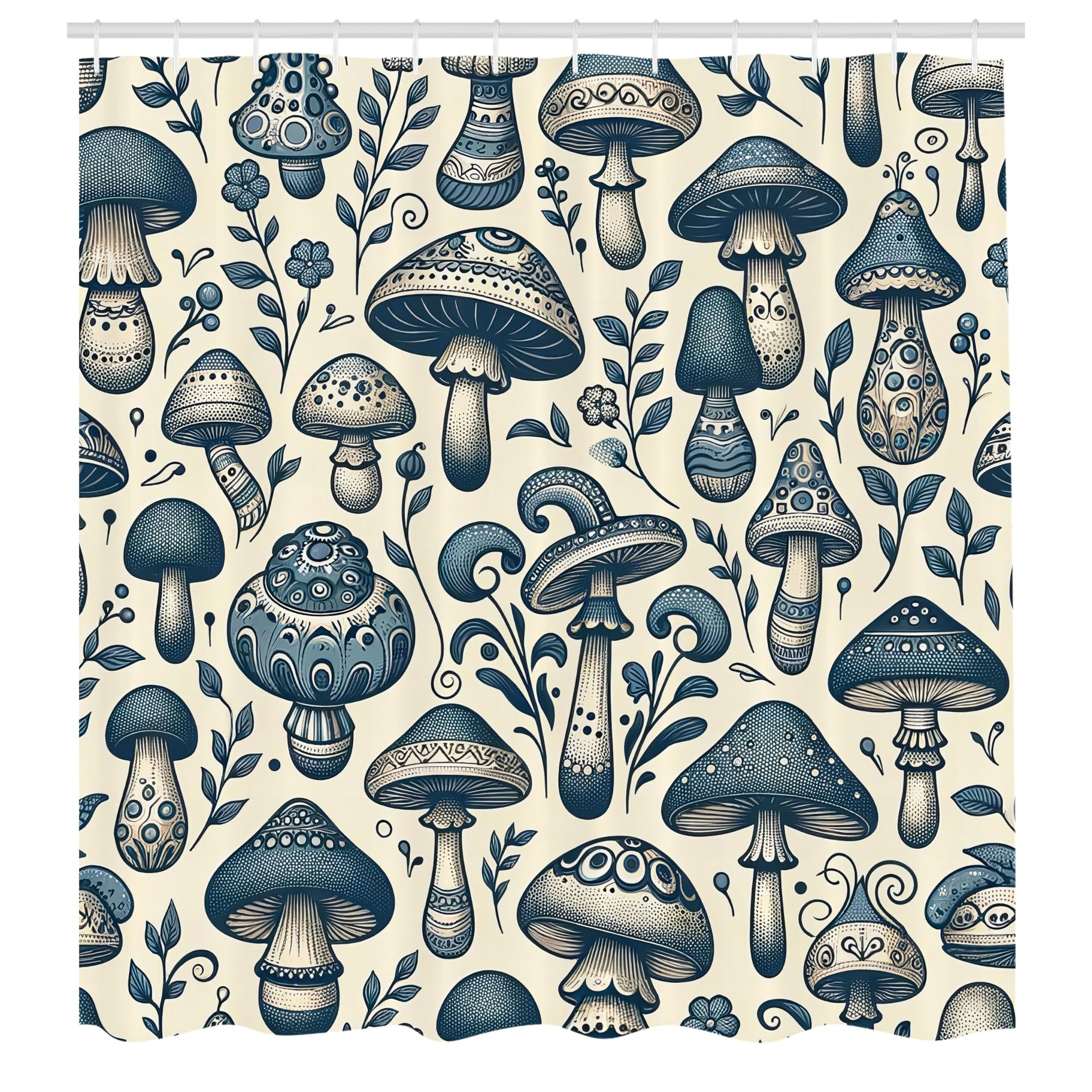 Abakuhaus Mushroom Shower Curtain | Boho Woodland Fabric Decor | 175x200cm