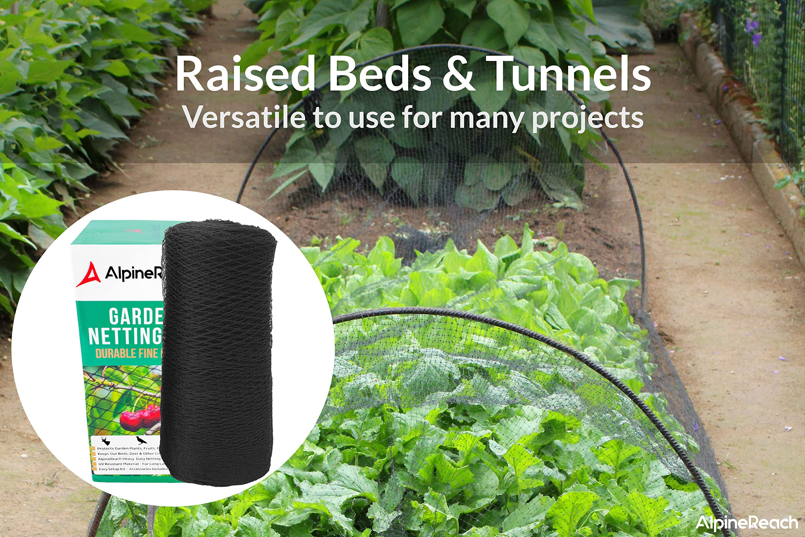 AlpineReach Garden Netting 2m x 30m - Heavy Duty Woven Mesh Bird Netting