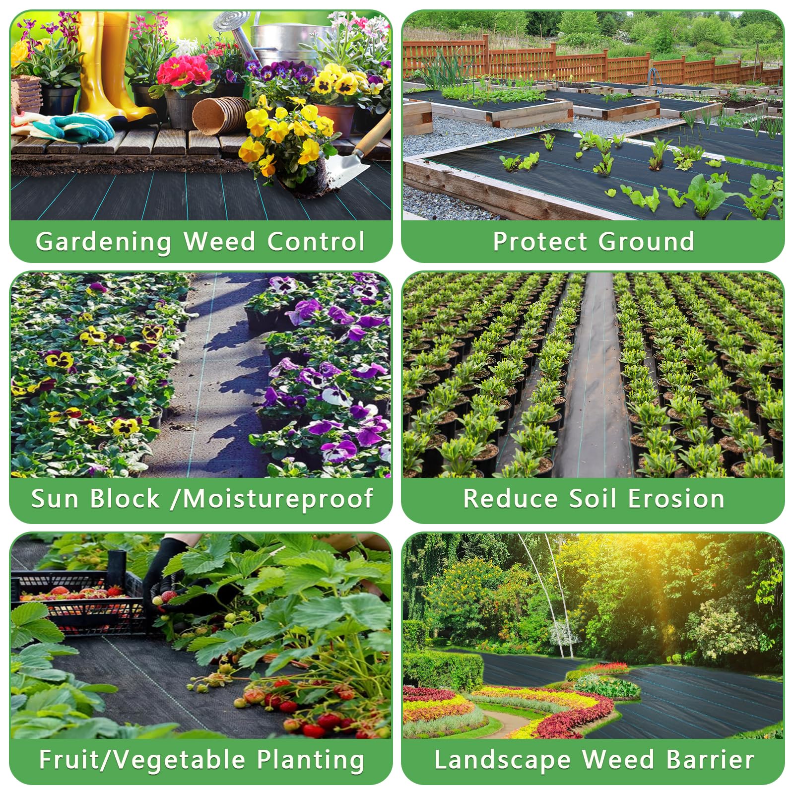 MLZPU Heavy Duty Weed Control Membrane | 2m x 25m Garden Fabric