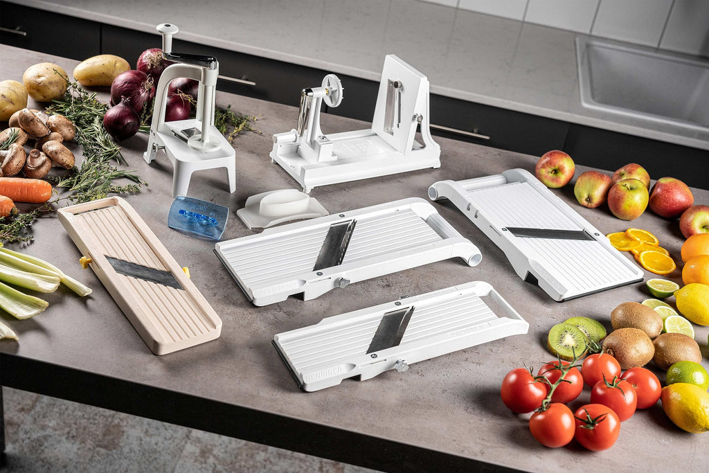 Benriner Japanese Mandoline Slicer – 3 Stainless Steel Blades, Ivory