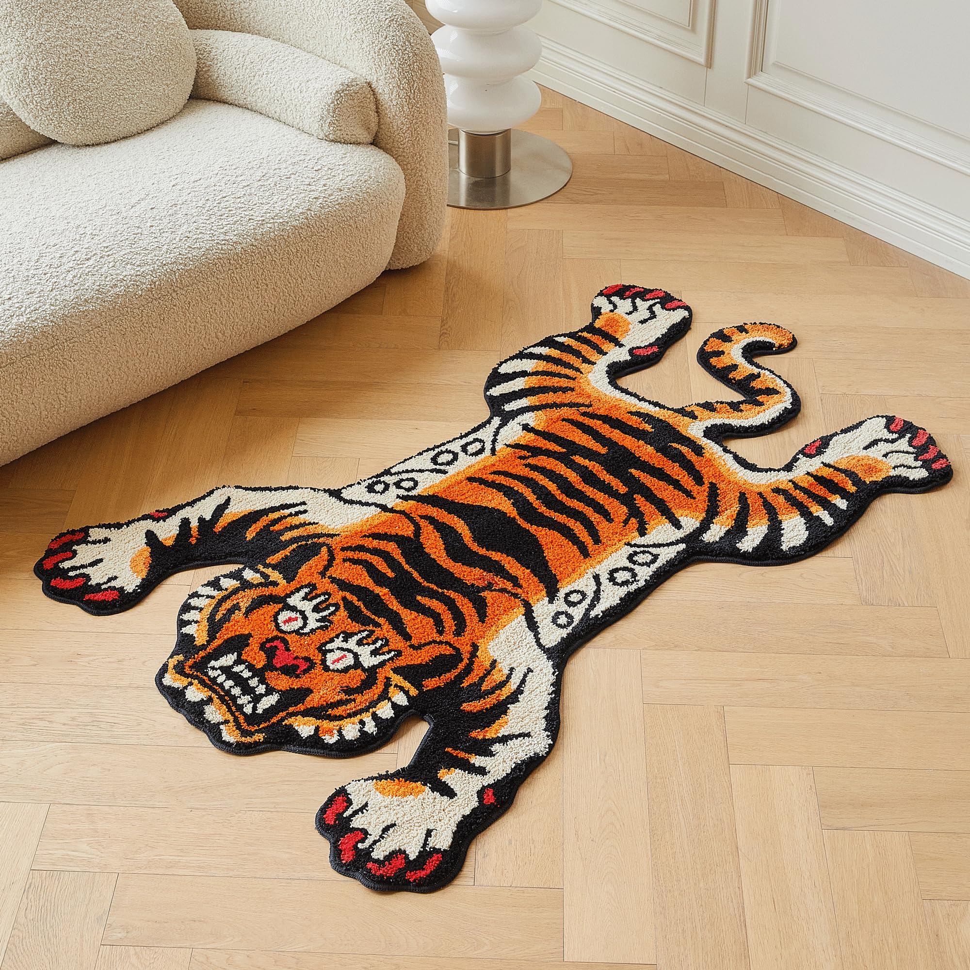Tibetan Tiger Quilted Rug – Washable Non-Slip Long Pile Rug