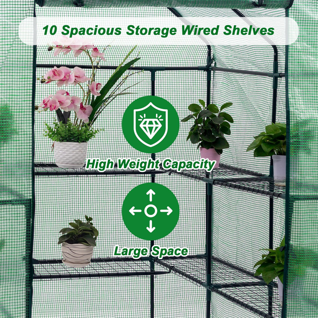 Display4top Portable Outdoor Greenhouse with PE Cover - 143x143x195cm