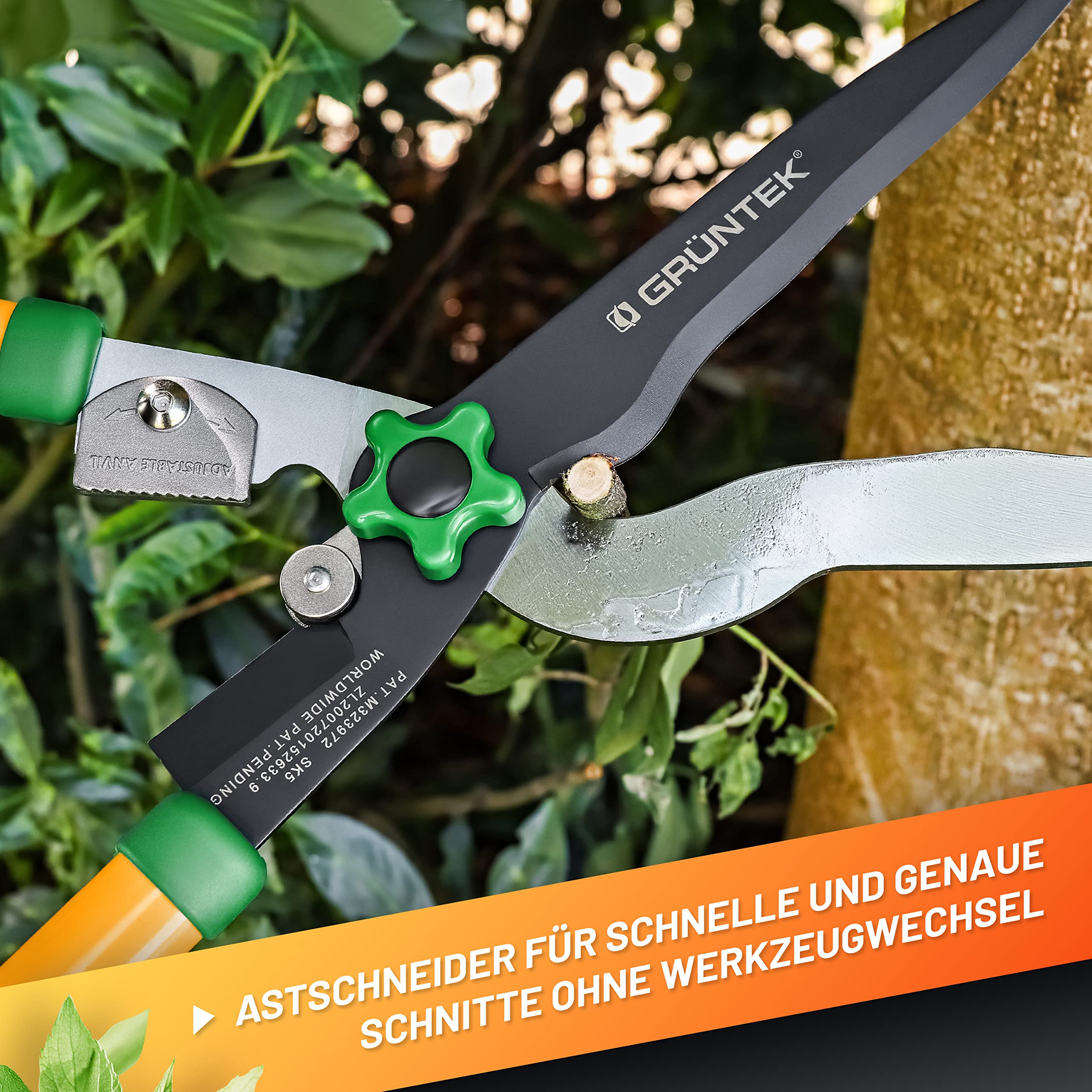GRÜNTEK MARABU 3-in-1 Hedge Shears & Loppers | Bypass & Anvil SK5 Blades