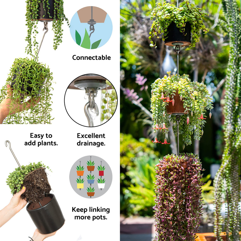 SkyPots Vertical Garden Pot Hanger Kit - 2 Pack Stainless Steel Hooks
