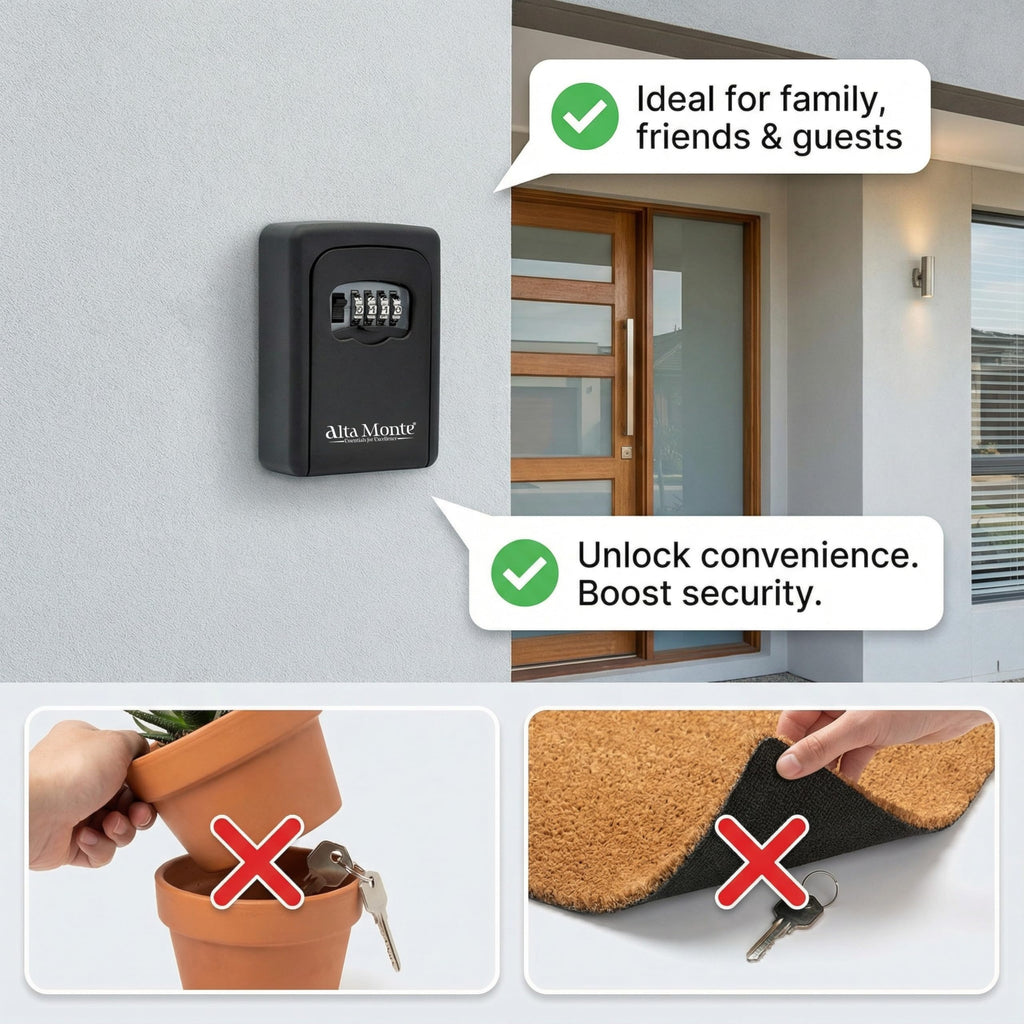 Alta Monte® Premium Key Safe – Outdoor Wall Mounted Key Lock Box, 4-Digit Combination, Heavy Duty Aluminium, Waterproof & Rust Resistant - image 4