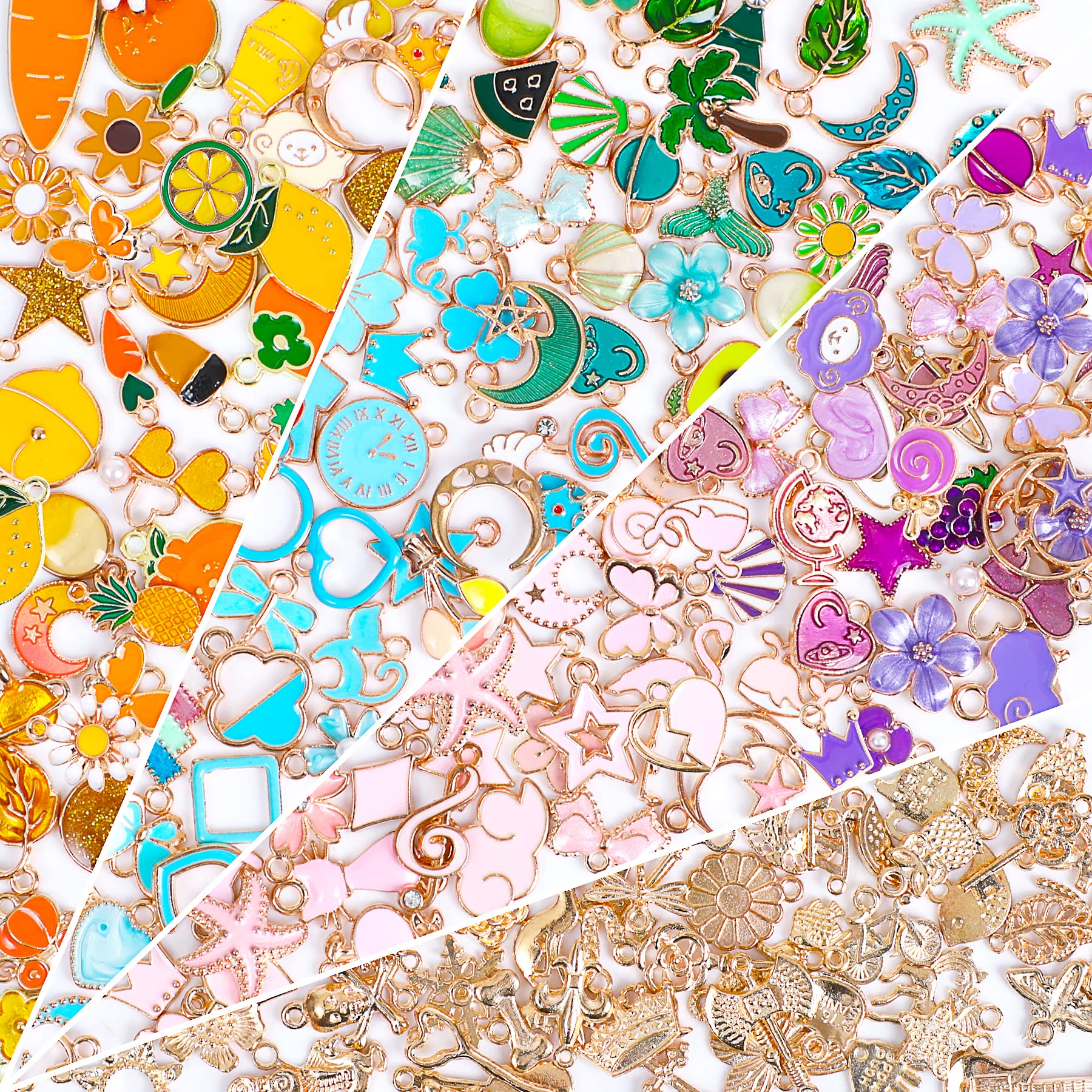 SANNIX 200Pcs Gold Plated Enamel Charms for Jewelry Making & DIY Crafts